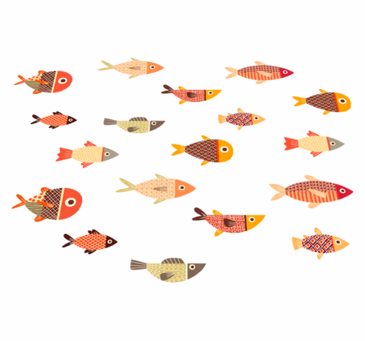 Tapete vinílico de animais peixes coloridos redondos - TenStickers