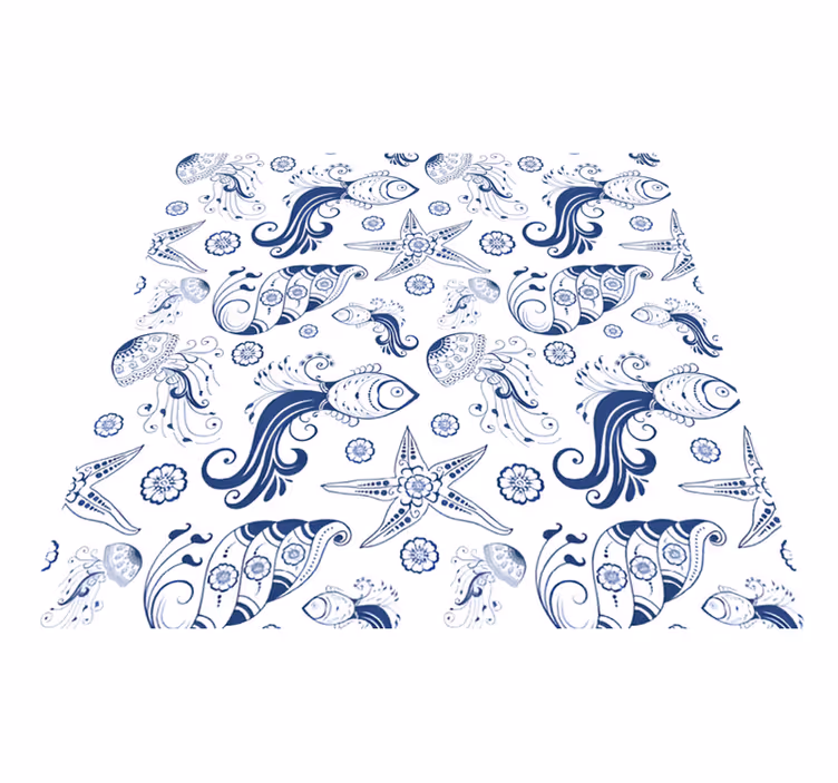 Tapete vinílico de animais vida marinha ornamental - TenStickers