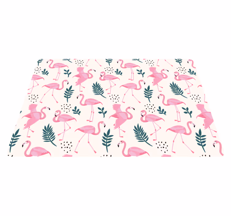 Tapete vinílico de animais com estampa de flamingo e folhas - TenStickers