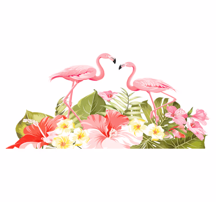 Tapete vinílico de animais flor tropical flamingo - TenStickers