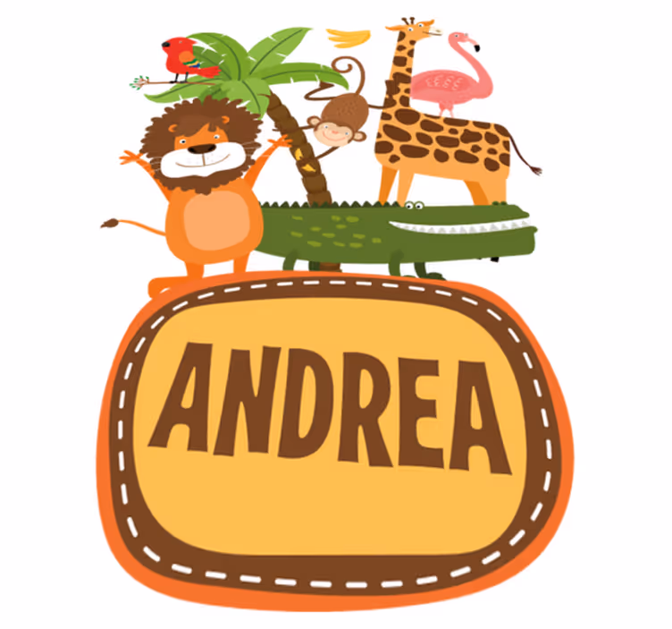 Tapete vinílico de animais com nomes de árvores da selva - TenStickers