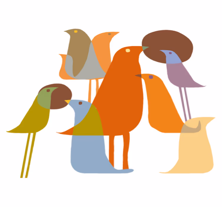 Tapete vinílico de animais estilo minimalista aves - TenStickers