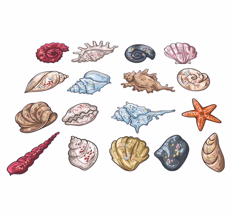 Tapete vinílico de animais desenhos de conchas - TenStickers