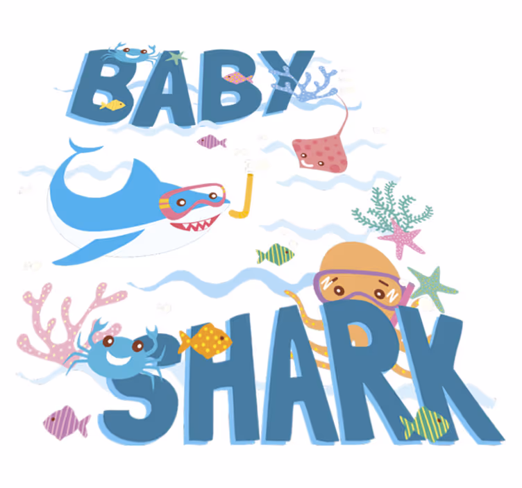 Tapete vinílico de animais tubarão azul bebê - TenStickers
