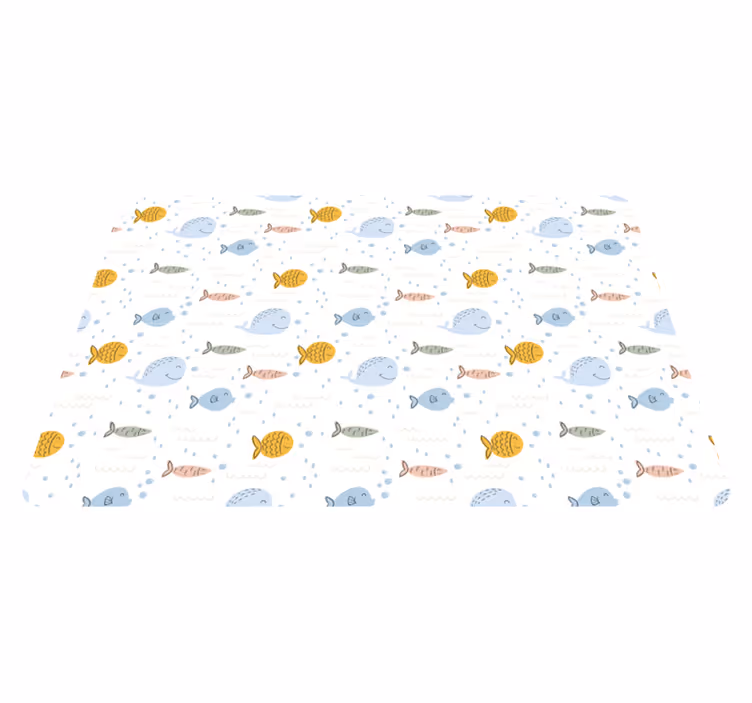 Tapete vinílico de animais peixes coloridos em cartoon - TenStickers