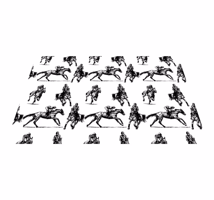 Tapete vinílico de animais padrão cavalo preto e branco - TenStickers