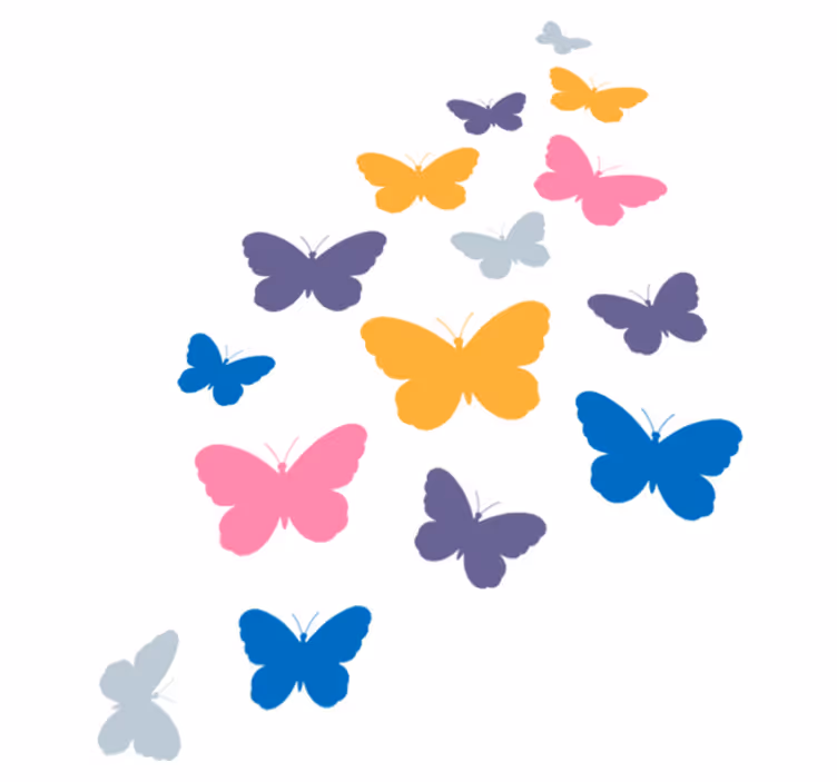 Tapete vinílico de animais borboletas coloridas voando - TenStickers