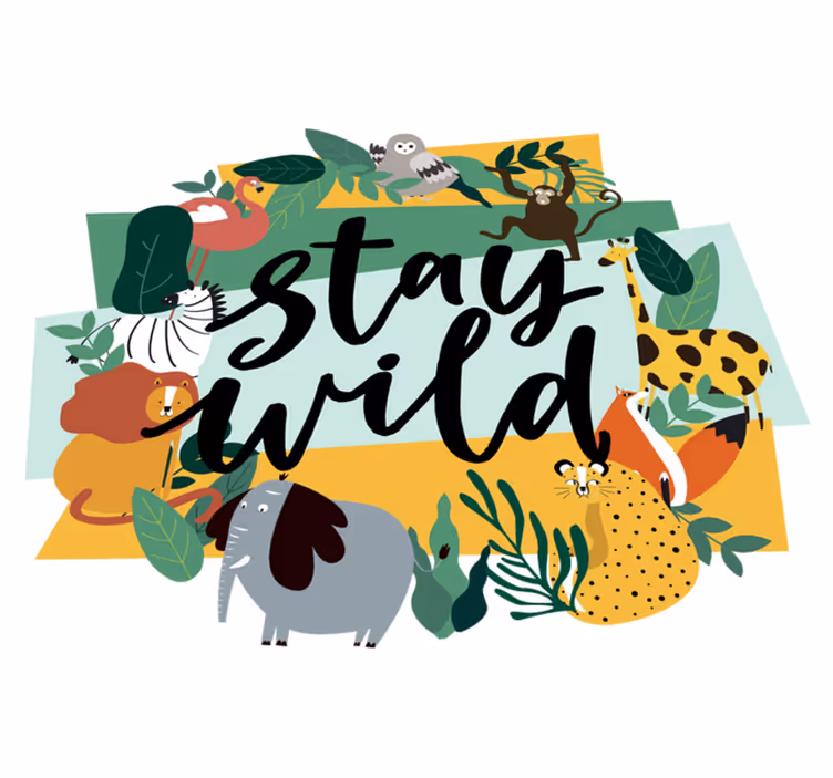 Tapete vinílico de animais da selva coroados - TenStickers