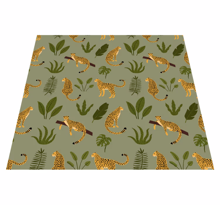 Tapete vinílico de animais com design de leopardo floral - TenStickers