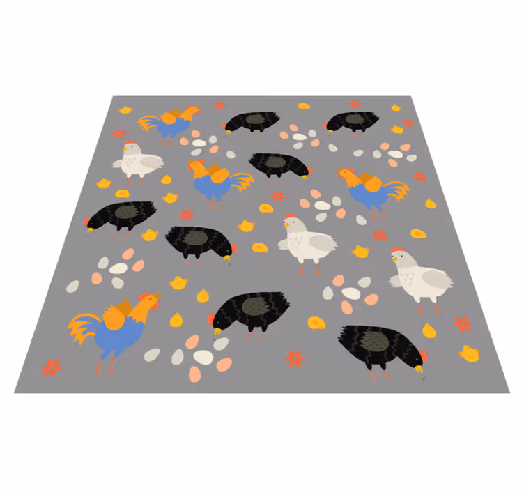 Tapete vinílico de animais padrão galinhas no cercado - TenStickers