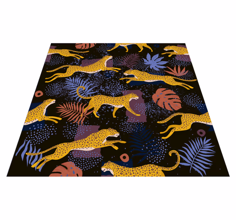 Tapete vinílico de animais folhas tropicais e leopardos - TenStickers