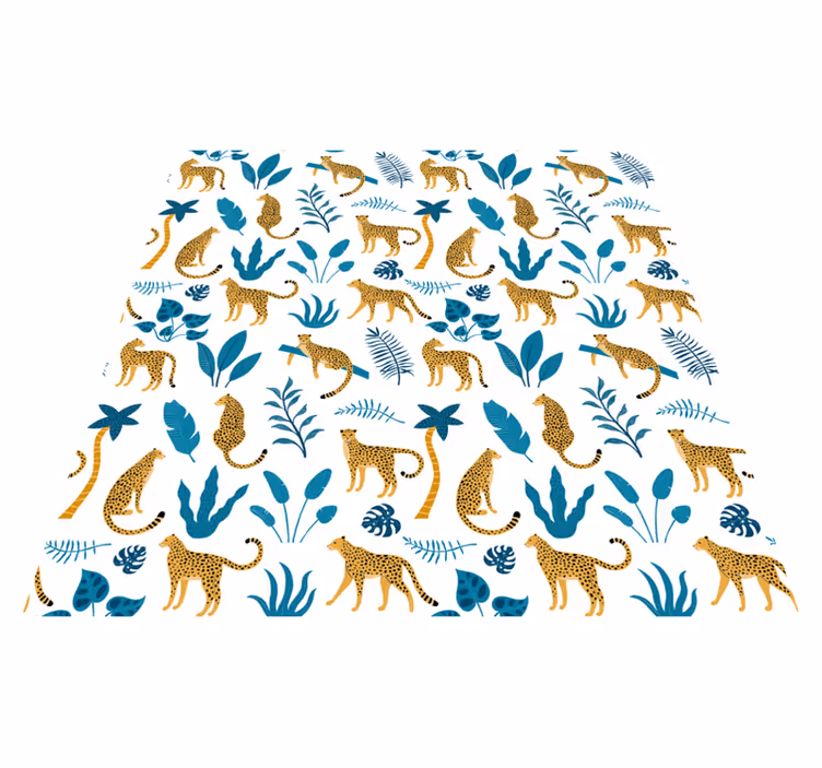 Tapete vinílico de animais botânicos e leopardos - TenStickers
