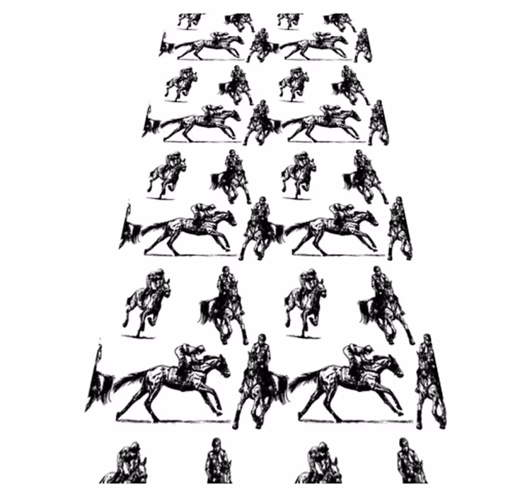 Tapete vinílico de animais padrão de cavalo preto e branco - TenStickers