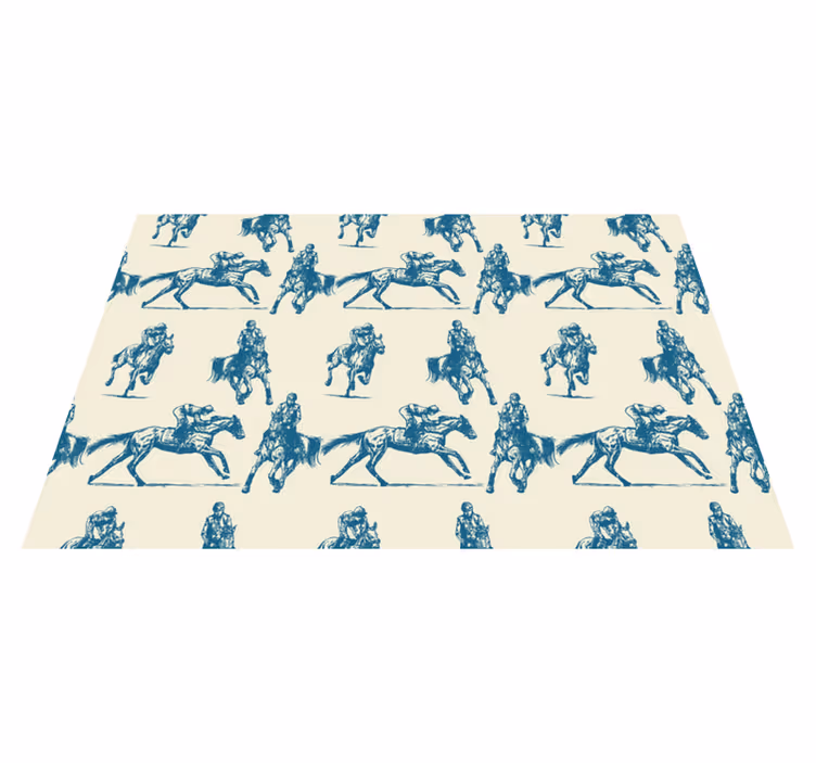Tapete vinílico de animais padrão de cavalo azul e bege - TenStickers