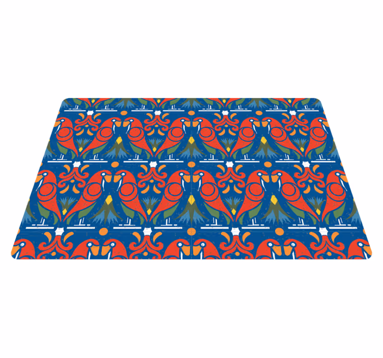 Tapete vinílico de animais com design floral azul - TenStickers