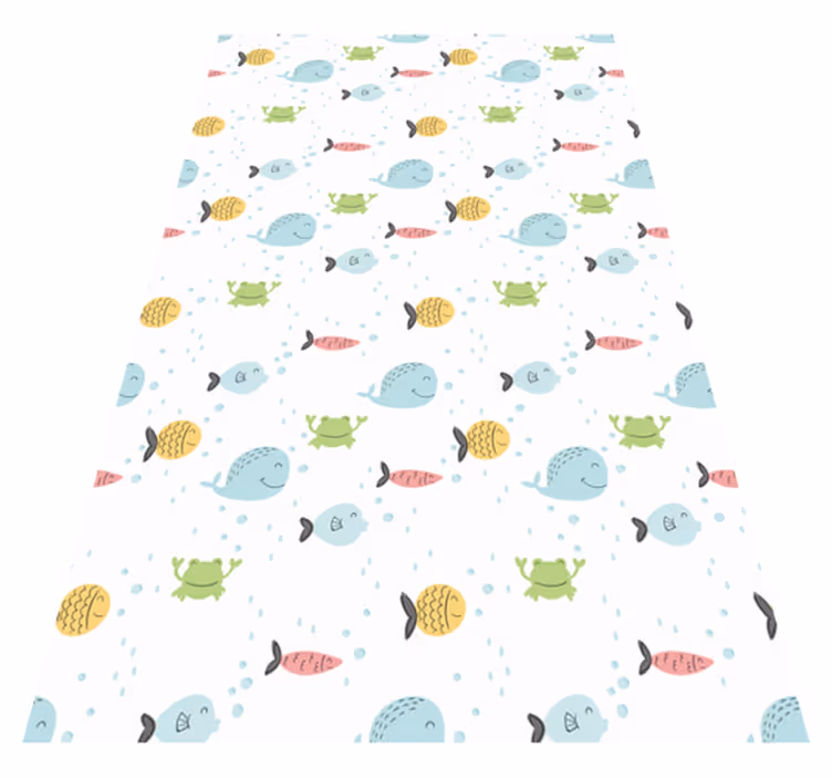 Tapete vinílico de animais peixes coloridos em fundo branco - TenStickers