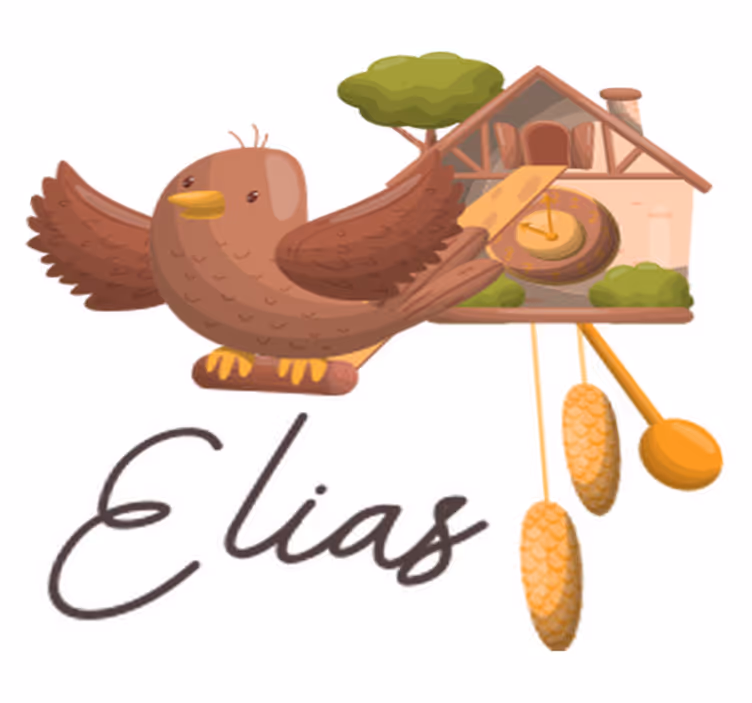 Tapete vinílico de animais relógio cuco personalizável - TenStickers
