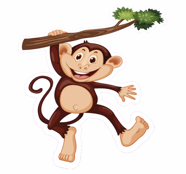 Tapete vinílico de animais macaco travesso balançando - TenStickers