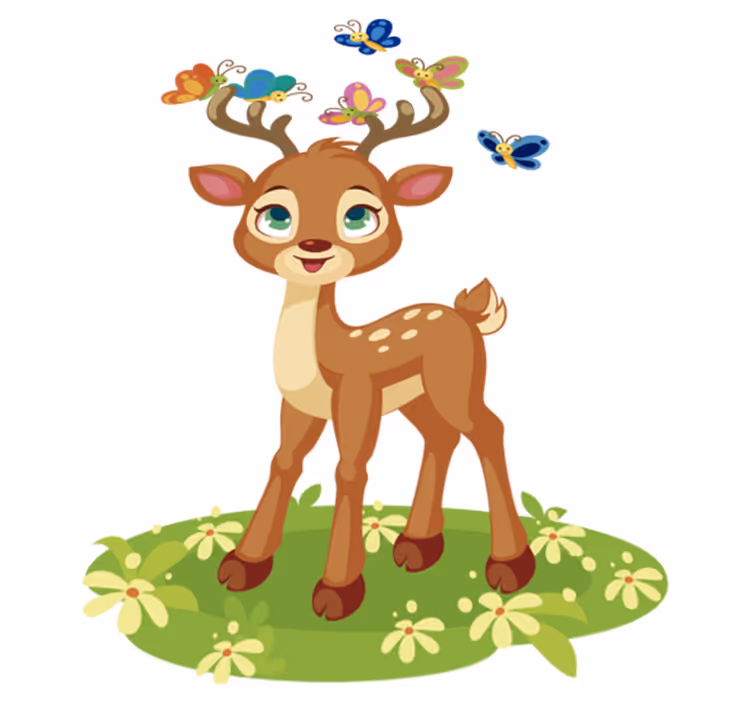 Tapete vinílico de animais cervo cartoon fofo - TenStickers