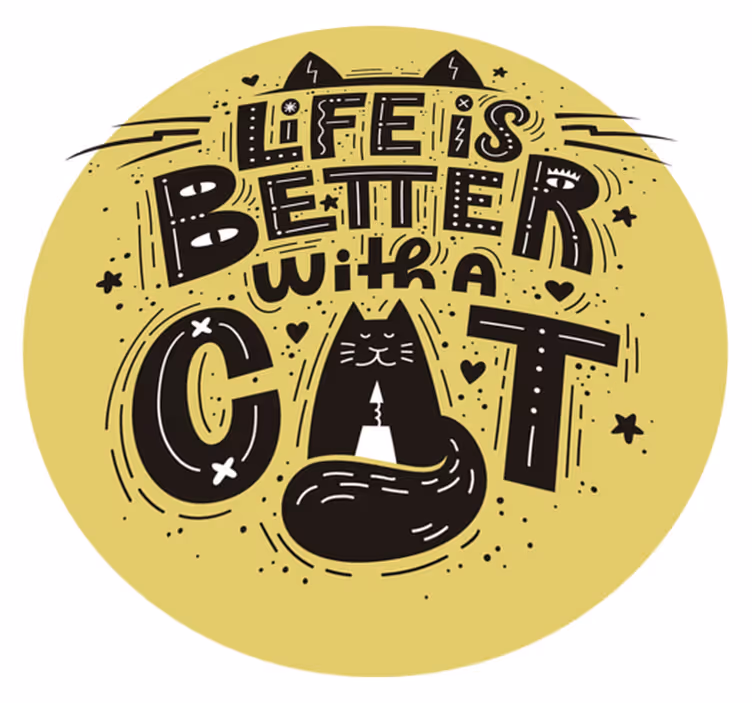 Tapete vinílico de animais a vida é melhor com gato - TenStickers