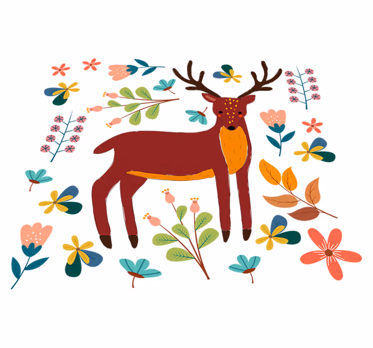 Tapete vinílico de animais ilustração de veado divertido - TenStickers