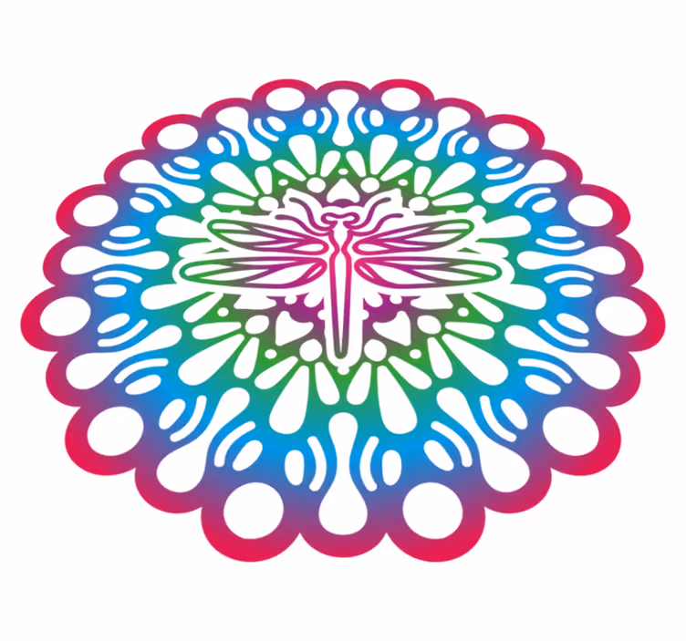 Tapete vinílico de animais mandala de libélula colorida - TenStickers