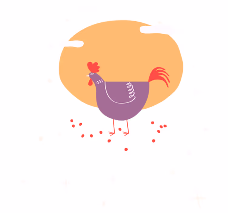 Tapete vinílico de animais galinha charmosa da fazenda - TenStickers
