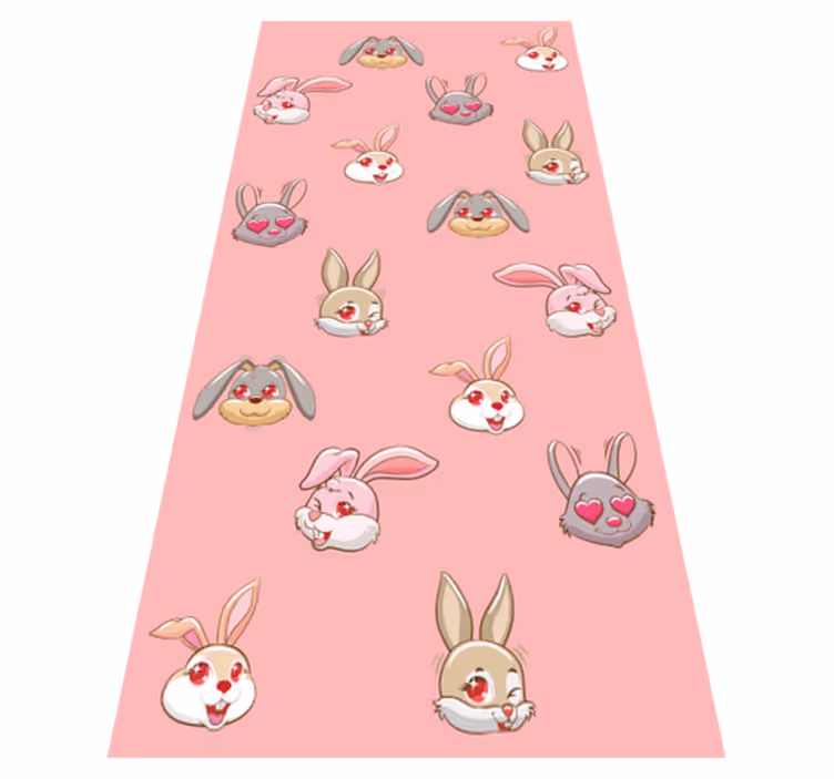 Tapete vinílico de animais carinhas de coelho fofas - TenStickers