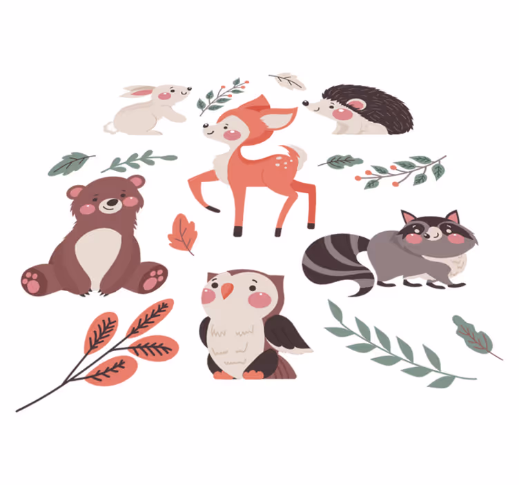Tapete vinílico de animais companheiros animais divertidos - TenStickers