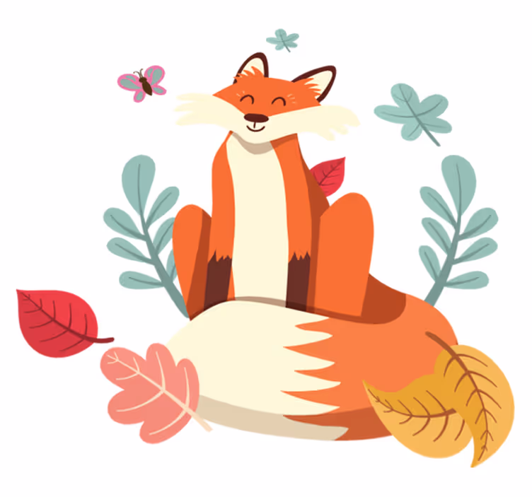 Tapete vinílico de animais raposa sorridente - TenStickers