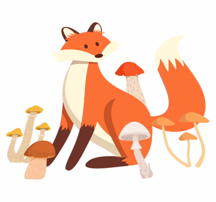 Tapete vinílico de animais com arte de raposa divertida - TenStickers