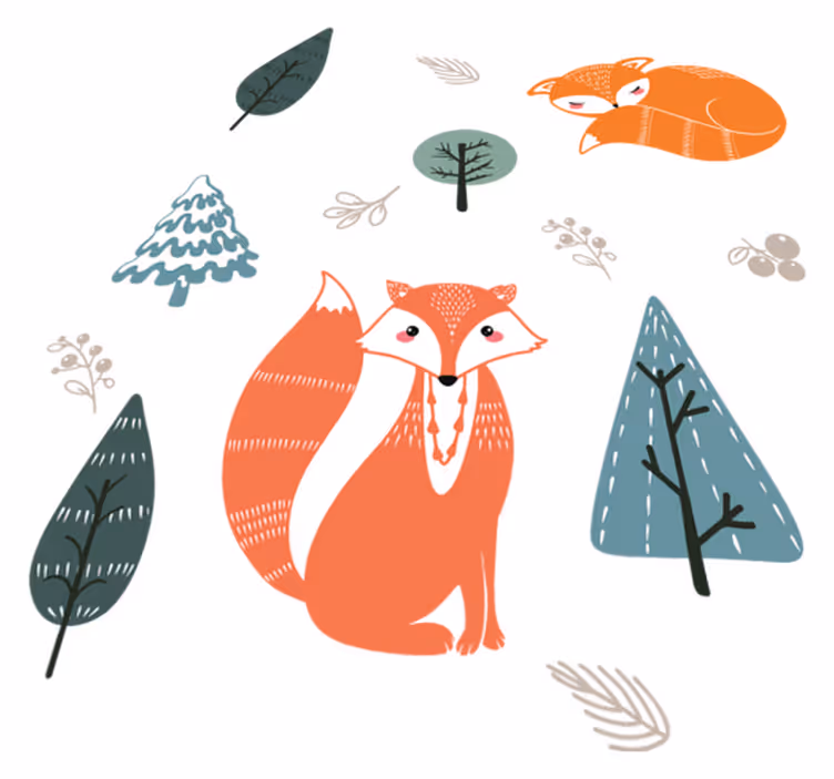 Tapete vinílico de animais com design de raposa lúdica - TenStickers
