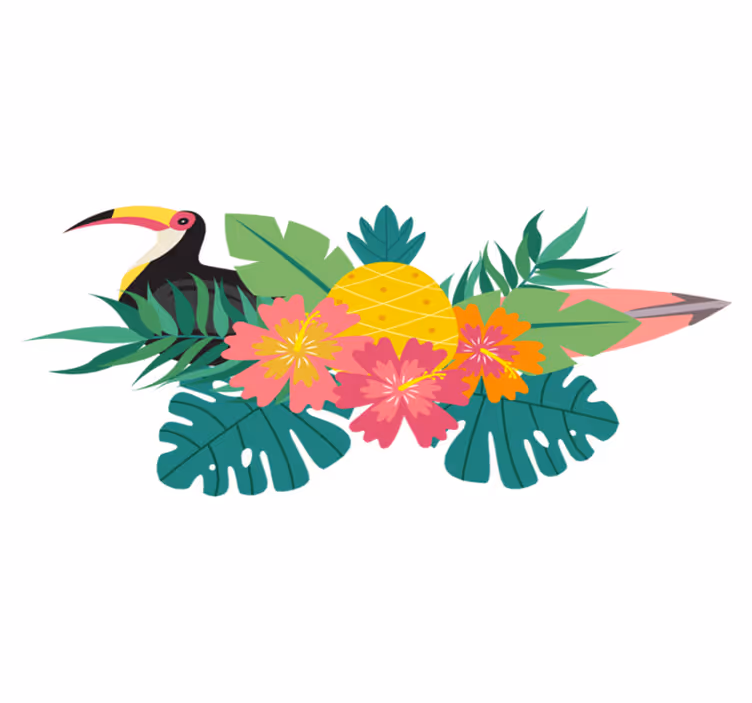 Tapete vinílico de animais com design de pássaros tropicais - TenStickers