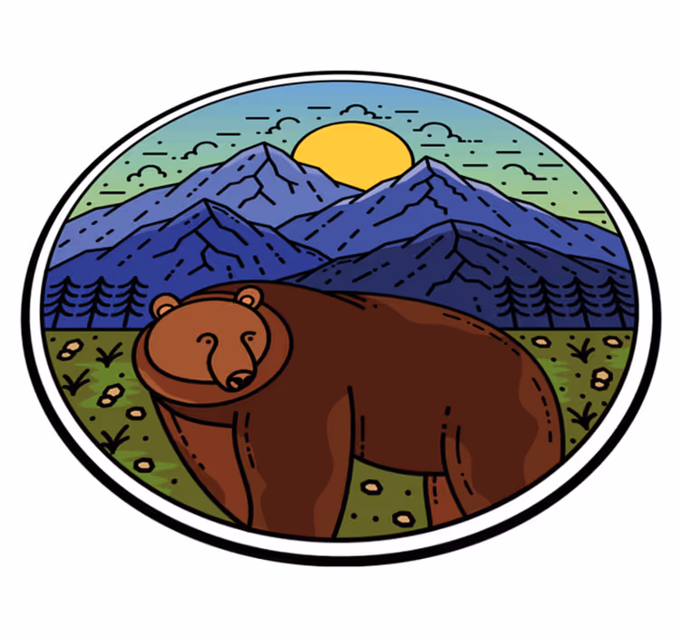 Tapete vinílico de animais urso na paisagem - TenStickers
