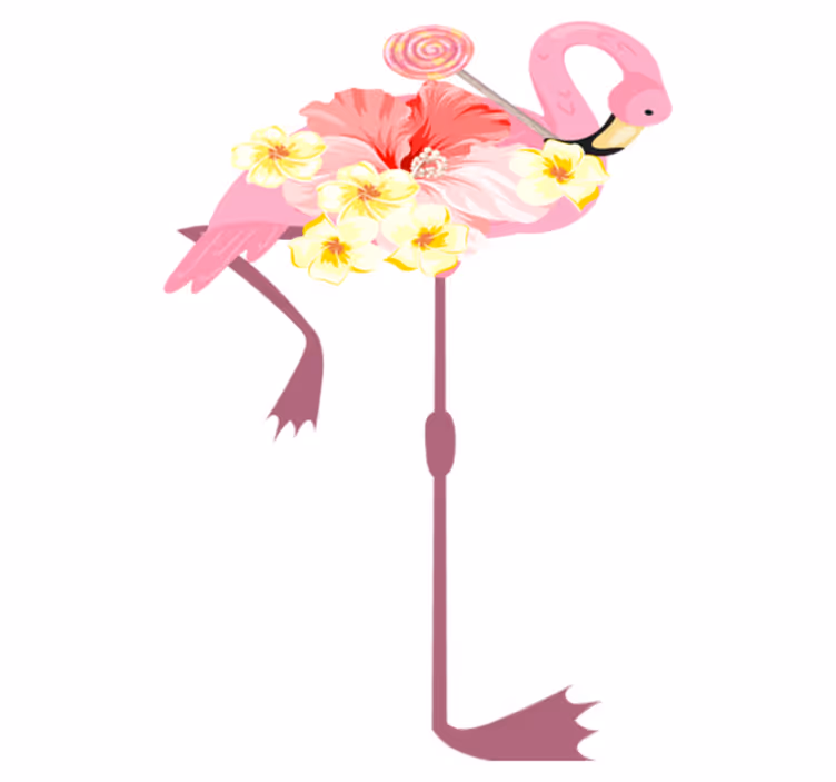Tapete vinílico de animais com design de flamingo floral - TenStickers