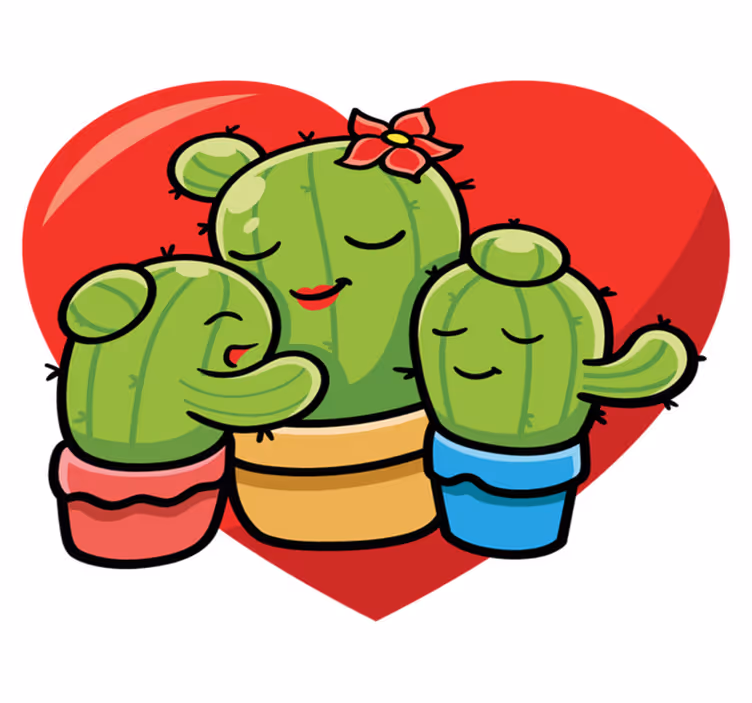 Tapete vinílico de animais família cacto amor - TenStickers