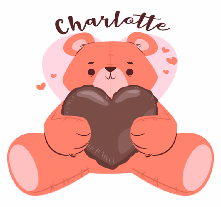 Tapete vinílico de animais urso fofo com coração - TenStickers