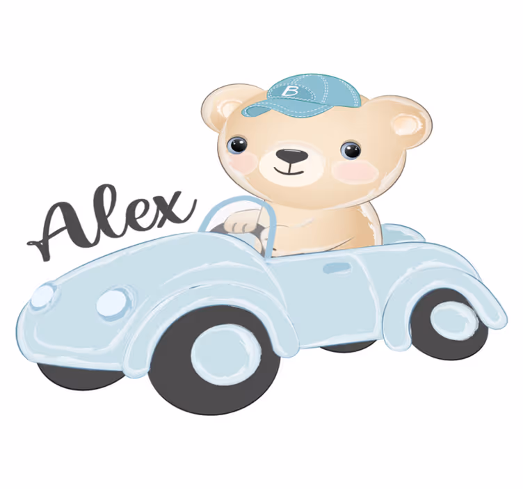 Tapete vinílico de animais urso motorista fofo - TenStickers