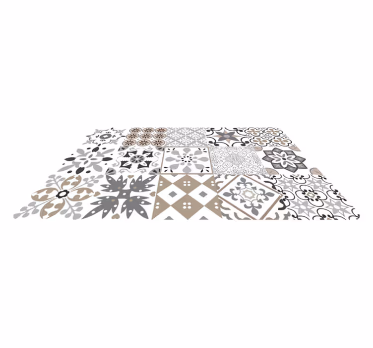 Tapete vinílico cozinha mosaico de azulejos geométricos - TenStickers