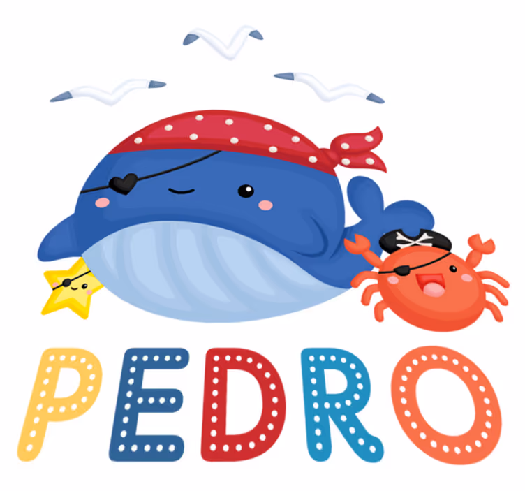 Tapete vinílico de animais baleia pirata fofa - TenStickers