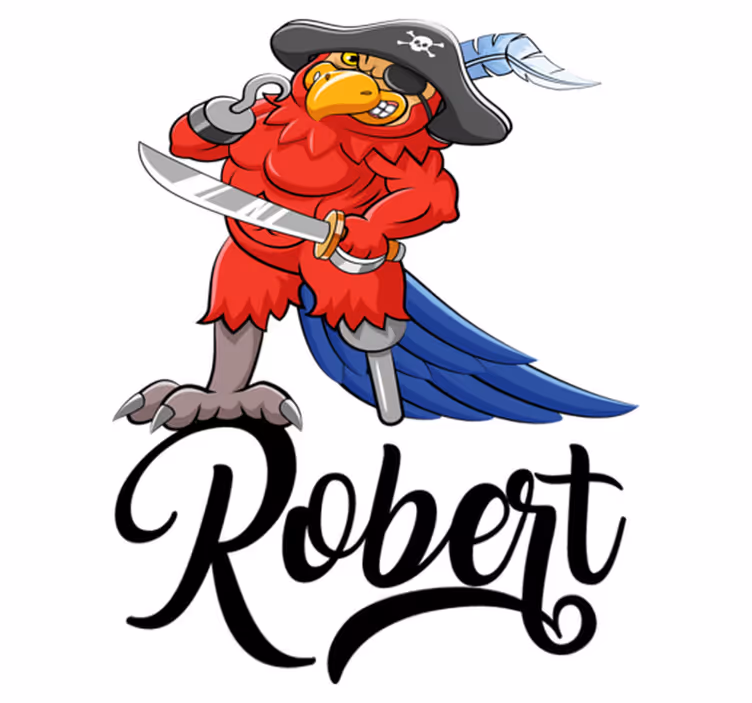 Tapete vinílico de animais figura do papagaio pirata - TenStickers