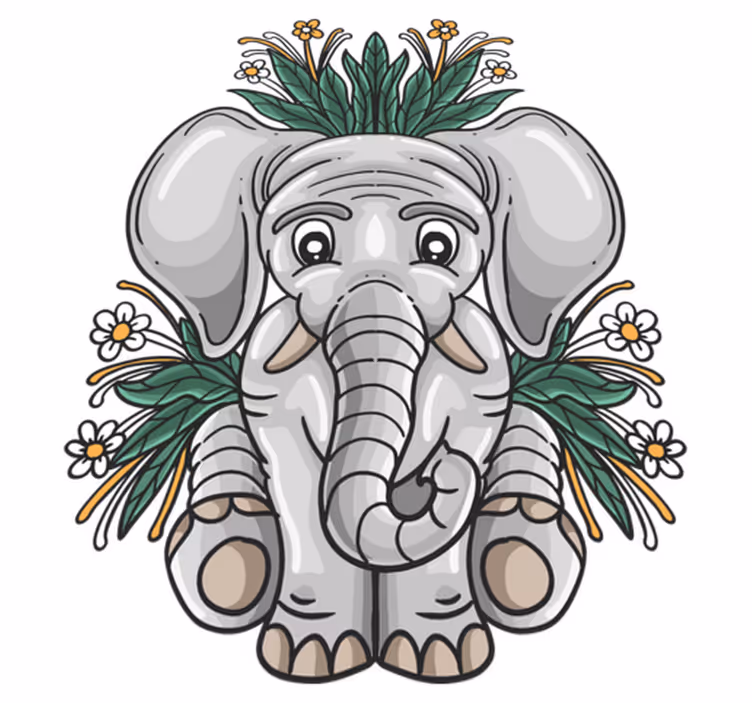 Tapete vinílico de animais ilustração de elefante fofo - TenStickers