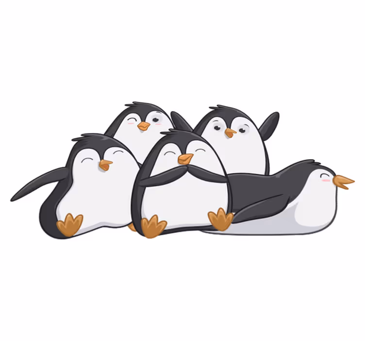 Tapete vinílico de animais família de pinguins feliz - TenStickers