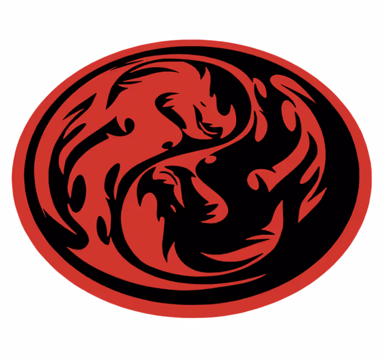 Tapete vinílico de animais dragões yin yang - TenStickers