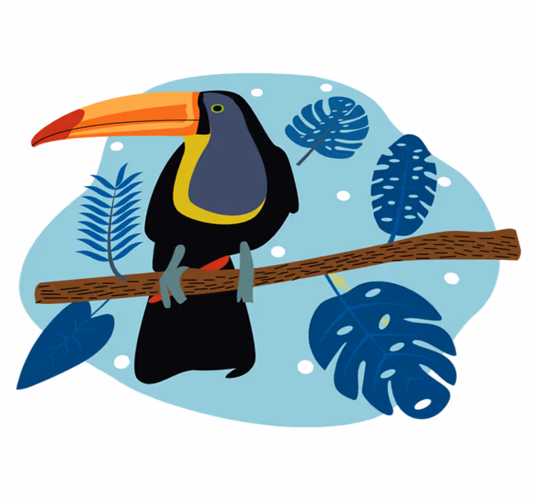 Tapete vinílico de animais tucano tropical empoleirado - TenStickers