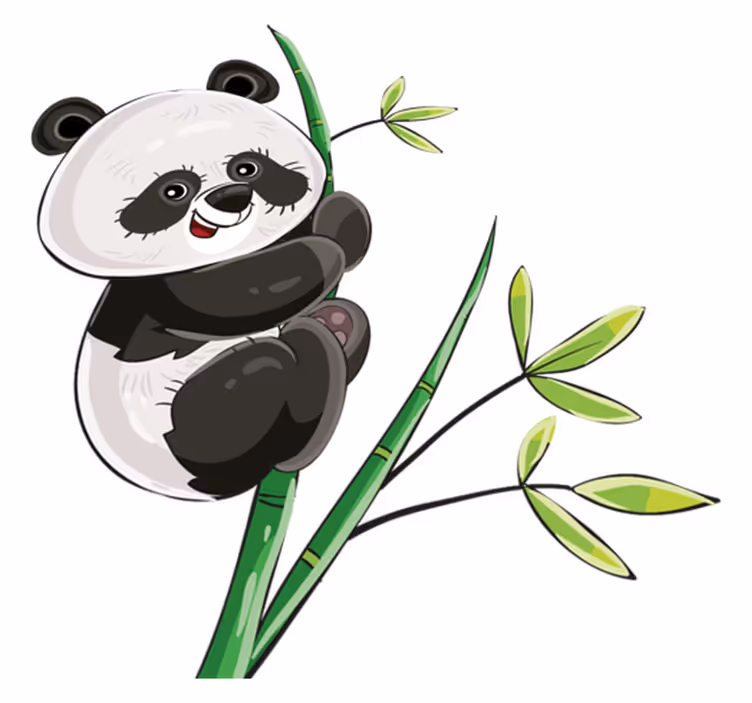 Tapete vinílico de animais panda escalando bambu - TenStickers