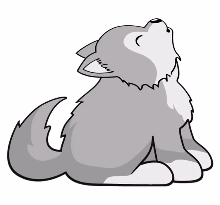 Tapete vinílico de animais ilustração de canino uivante - TenStickers