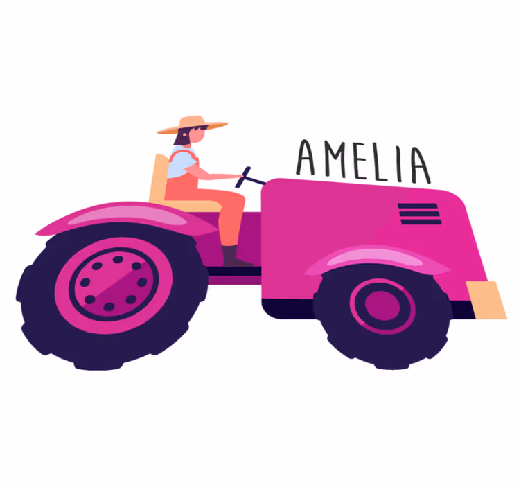 Tapete vinílico de animais aventura personalizada com trator - TenStickers