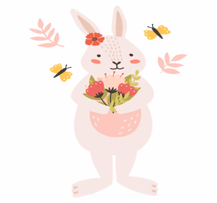 Tapete vinílico de animais com arte de coelho adorável - TenStickers