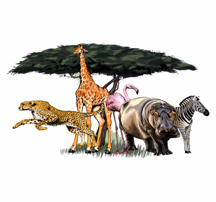 Tapete vinílico de animais safari da família girafa - TenStickers